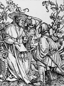 Tod und der Kardinal, aus Der Totentanz, graviert von Hans Lutzelburger, ca. 1538