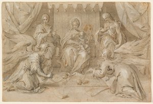 Die Madonna auf dem Thron mit Johannes dem Täufer und Johannes dem Evangelisten