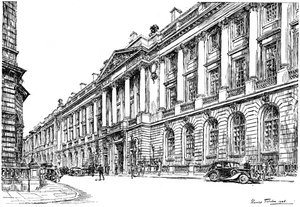Das Äußere des RAC Clubhauses in Pall Mall, London, 1946