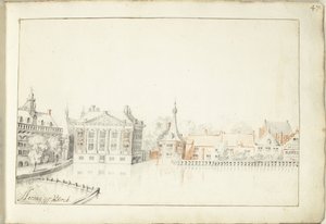 Ansicht der Gebäude am Hofvijver, Den Haag von Harmen ter Borch (signed by artist)