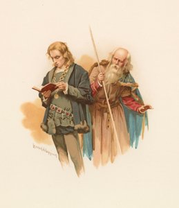 Hamlet liest, mit Polonius im Hintergrund von Harold Copping