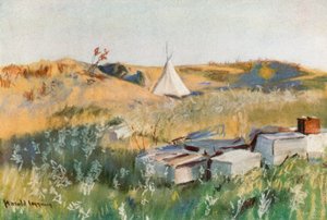 Indianischer Friedhof, Blackfoot-Reservat, Alberta von Harold Copping
