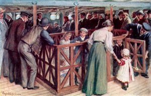 Der Sandkasten der Kinder zwischen den Decks auf der SS Empress of Britain von Harold Copping