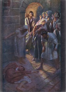 Der Sturz des Eutychus, Illustration aus Harold Copping Bilder: Die Kronen-Serie, ca. 1920er von Harold Copping