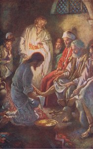 Das Waschen der Füße der Jünger, Illustration aus Harold Copping Bilder: Die Kronen-Serie, ca. 1920er