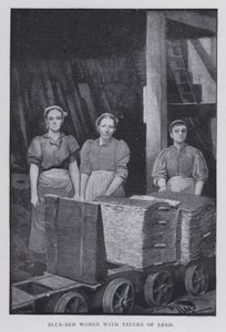 Blaubett-Frauen mit Bleiwagen