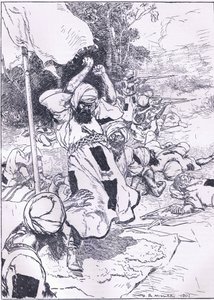 Der Tod des Khalifa, Illustration aus Cassells Geschichte Englands, 1900er Jahre von Harold Robert Millar