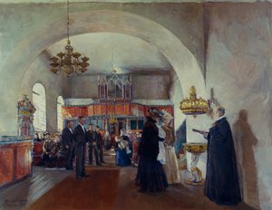 Taufe in der Stange Kirche von Harriet Backer