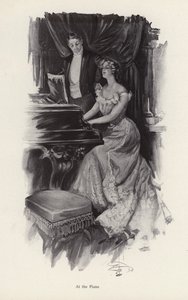 Frau singt am Klavier von Harrison Fisher