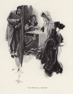 Junge Frau, der von einer Zigeunerin die Zukunft vorhergesagt wird von Harrison Fisher
