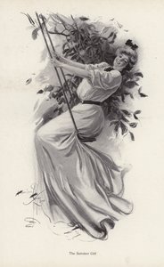 Junge Frau auf einer Schaukel von Harrison Fisher