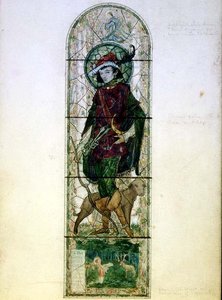 Entwurf für ein Fenster mit der Figur des Heiligen Hubertus