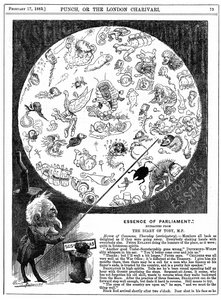 Essenz des Parlaments: Karikatur zur Eröffnung der ersten Parlamentssitzung von 1883 von Harry Furniss