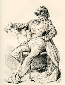 Mr. Alfred Mantalini. Illustration von Harry Furniss für den Charles Dickens Roman Nicholas Nickleby, aus der Testimonial Edition, veröffentlicht 1910