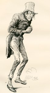 Newman Noggs. Illustration von Harry Furniss für den Charles Dickens Roman Nicholas Nickleby, aus der Testimonial Edition, veröffentlicht 1910