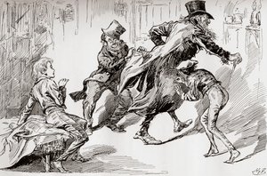 Die Diebesküche. Oliver wird gezeigt, wie es gemacht wird, Illustration aus 