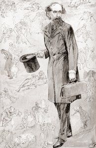 Der unkommerzielle Reisende. Illustration von Harry Furniss für die Kurzgeschichte Der unkommerzielle Reisende aus Die Weihnachtsbücher von Charles Dickens, veröffentlicht in der Testimonial Edition von 1910. von Harry Furniss