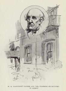 W. E. Gladstones Vater und die Kammern, die er in Albany bewohnte von Harry Furniss