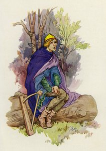 Während er saß, sang der Jüngling ein trauriges Lied von Harry George Theaker
