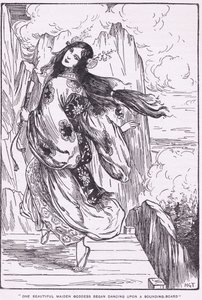 Eine schöne Jungfrau-Göttin begann auf einem Klangbrett zu tanzen (Die Ebene des Hohen Himmels) von Harry George Theaker