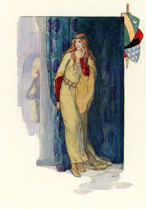 Die stumme Jungfrau erhob sich und versteckte sich hinter einem Vorhang von Harry George Theaker