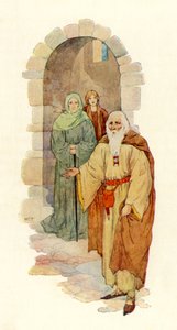 Der alte Mann lud den Ritter in den verfallenen Palast ein von Harry George Theaker