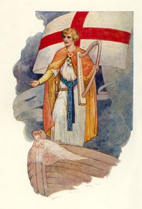 Unter einem Kreuz stand ein Mann und schaute von Harry George Theaker