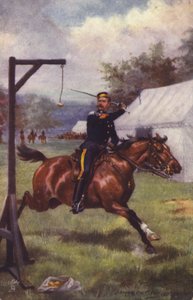 Britischer Soldat der 10. Husaren beim Zitronenschneiden