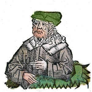Porträt von Plotin, griechischer Philosoph. Xylographie aus „Chronicles of Nuremberg“ von Hartmann Schedel.