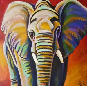 Bunter Elefant von HaskellArt