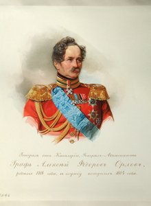 Porträt von Prinz Alexey Fyodorovich Orlov 1787-1862 aus dem Album der Kaiserlichen Leibgarde, 1846-1849