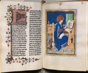 Evangelienbuch mit Evangelistenporträts: Verzierte Initiale von Hausbuch Master