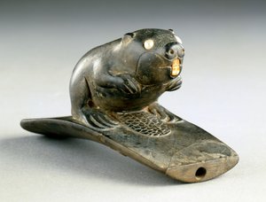 Biber-Effigie-Plattform-Pfeife, 100 v. Chr.-200 n. Chr. von Havana Hopewell culture