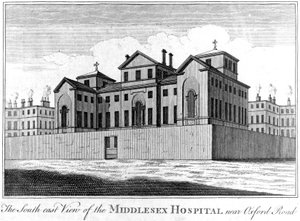 Die Südostansicht des Middlesex-Krankenhauses, 1745