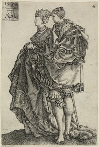 Tanzendes Paar, Tafel vier aus Die großen Hochzeits-Tänzer von Heinrich Aldegrever