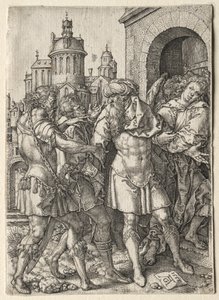 Die Geschichte von Lot: Lot verhindert die Gewalt der Sodomiten, 1555