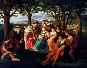 Sängerwettbewerb, spätes 18. oder 19. Jahrhundert von Heinrich Anton Dahling
