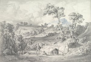 Südliche Landschaft mit einem Mann und einer Schlange, 1847
