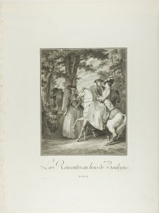 Treffen im Wald von Boulogne, aus Monument du Costume Physique et Moral de la fin du Dix-huitième siècle von Heinrich Guttenberg