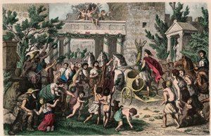 Antikes Griechenland: Empfang des olympischen Champions in seiner Heimatstadt, 1866 von Heinrich Leutemann