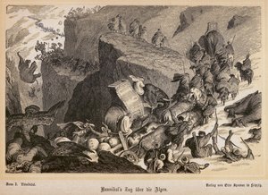 Hannibal überquert die Alpen (Gravur)