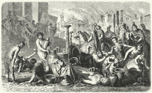 Die Römer rauben die Kunstschätze Griechenlands (Stich) von Heinrich Leutemann