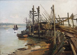Landungssteg am Flensburger Fjord von Heinrich Petersen Angeln