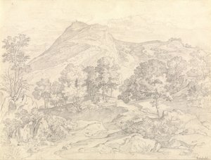 Blick auf Civitella von der Serpentara neben Olevano von Heinrich Reinhold