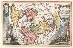 Weltkarte mit Magellans Umsegelung aus Scherers Atlas novus