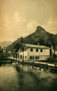 Der Mühlbach in Oberammergau, Bayern, Deutschland ca. 1922