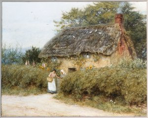 Ein strohgedecktes Cottage in der Nähe von Peaslake, Surrey von Helen Allingham