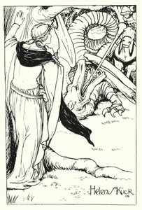 Rotes Kreuz kämpft gegen den Drachen (Gravur)