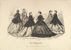 Sechs Frauen im Freien, Nr. 676, aus La Elegancia, 1865-66