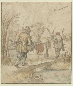 Rückkehr der Entenjäger / verso: Skizzen von Schiffen und einem Mann in Winterkleidung